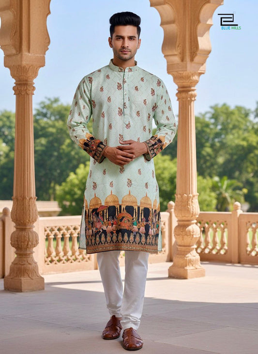 Men’s Premium Printed Ethnic Kurta with pajama – Festive Wear
