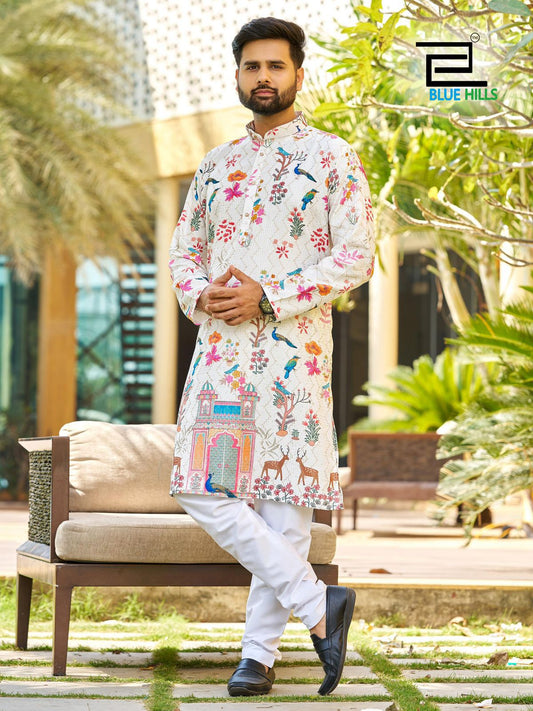 Men’s Premium Printed Ethnic Kurta with pajama – Festive Wear