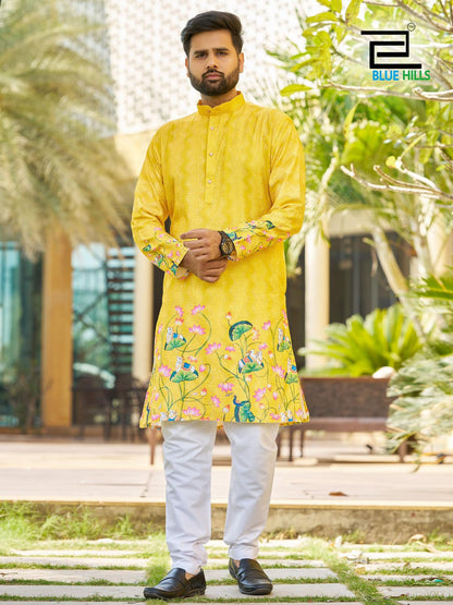 Men’s Premium Printed Ethnic Kurta with pajama – Festive Wear