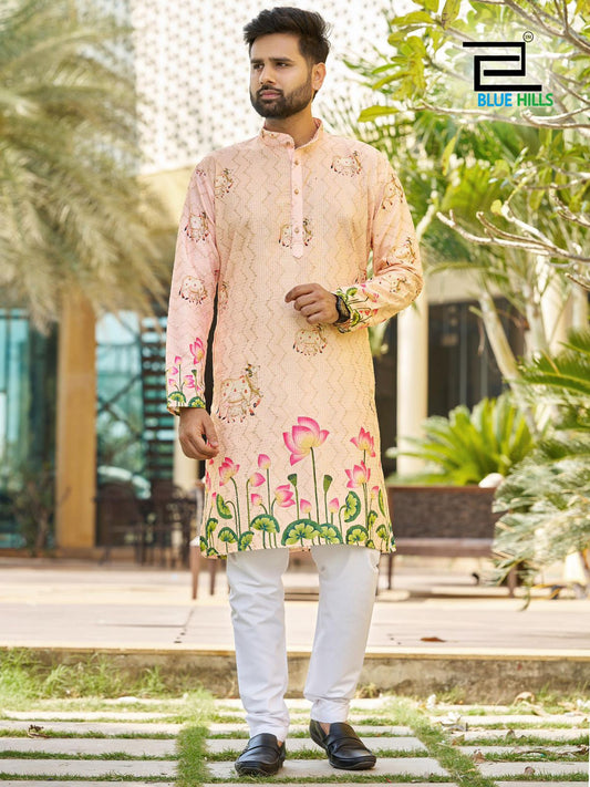 Men’s Premium Printed Ethnic Kurta with pajama – Festive Wear
