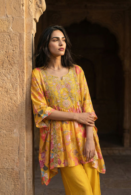 Sunshine Bloom Designer Kaftan Palazzo Set