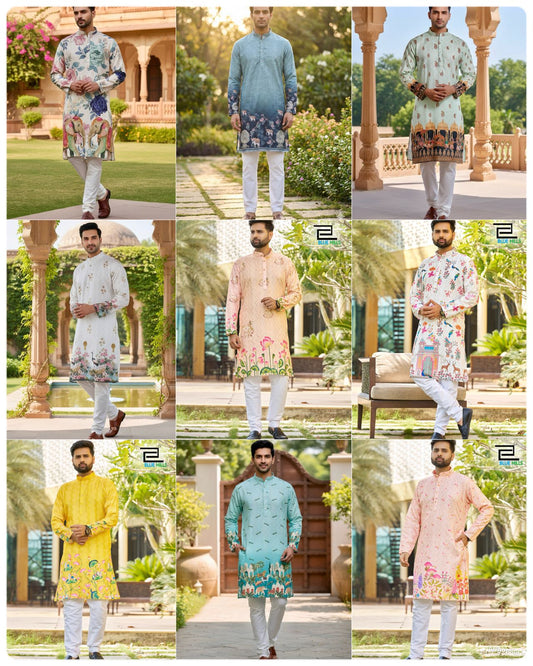Men’s Premium Printed Ethnic Kurta with pajama – Festive Wear