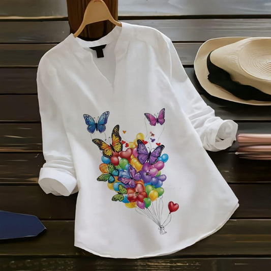 🦋 Butterfly Art Print Office & Casual Top